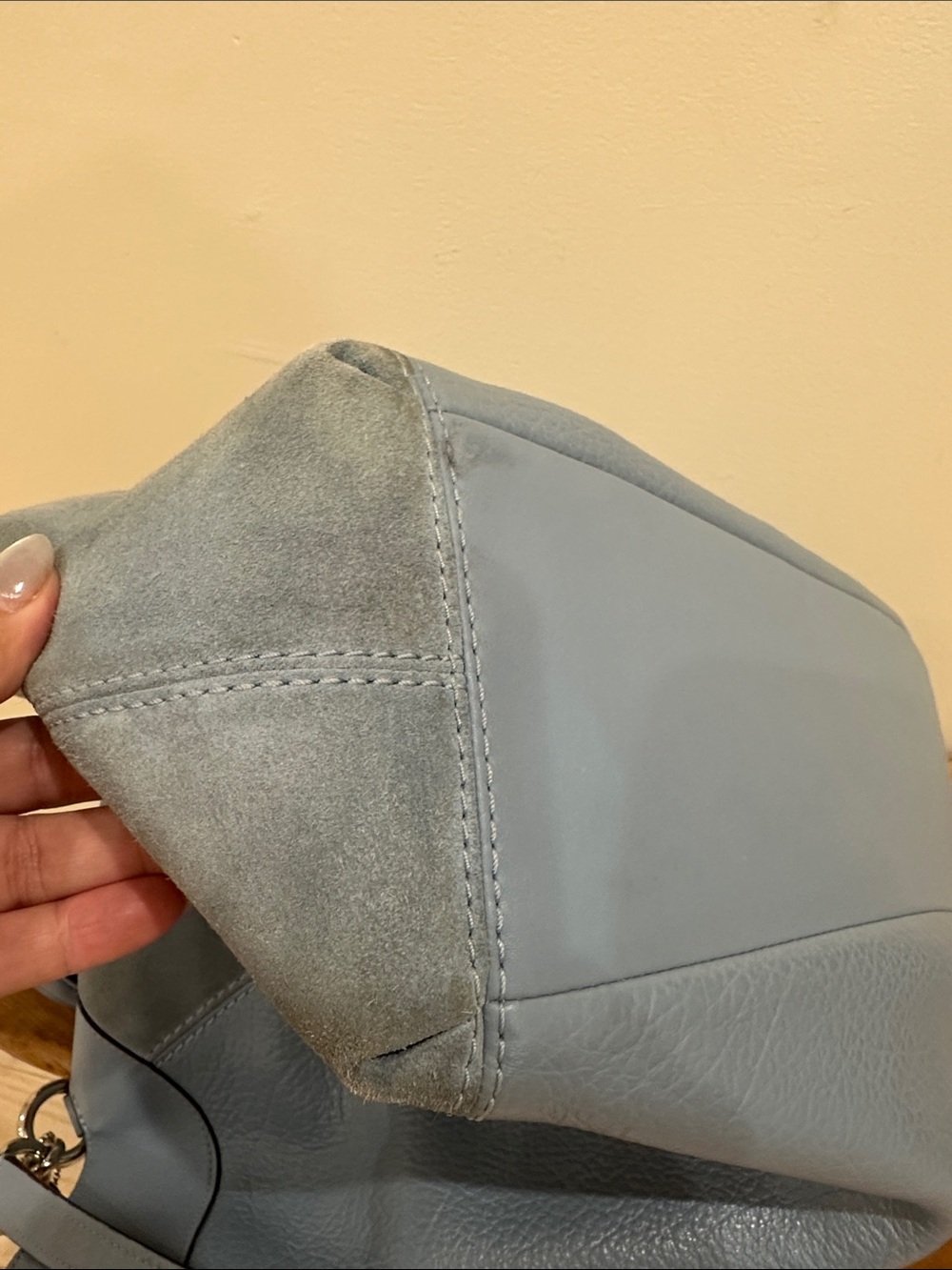 Coach Lexy Powder Blue Leather & Suede Shoulder Bag With Hangtag - Picture 12 of 14